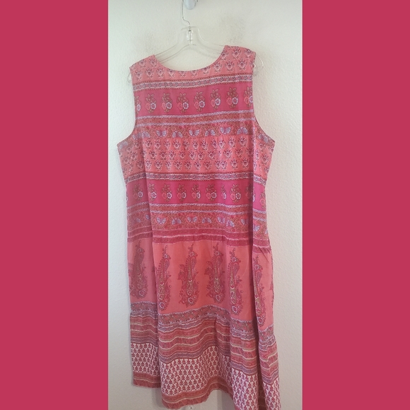 Le Cera Pink Print Sleeveless Cotton Summer Breezy Dress XL - Picture 3 of 7
